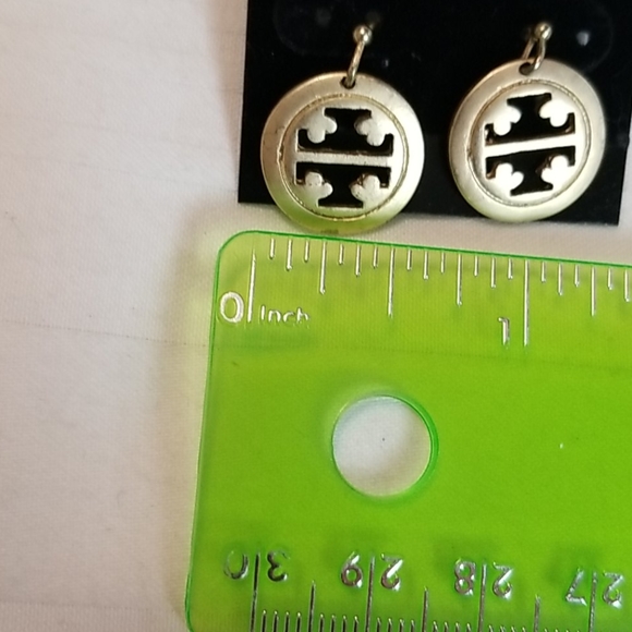 Gold Cut Out Round Dangle Earrings - Picture 2 of 3